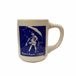 Vintage Morton Salt When It Rains IT POURS Coffee Mug Cup 1921 Made In Japan.